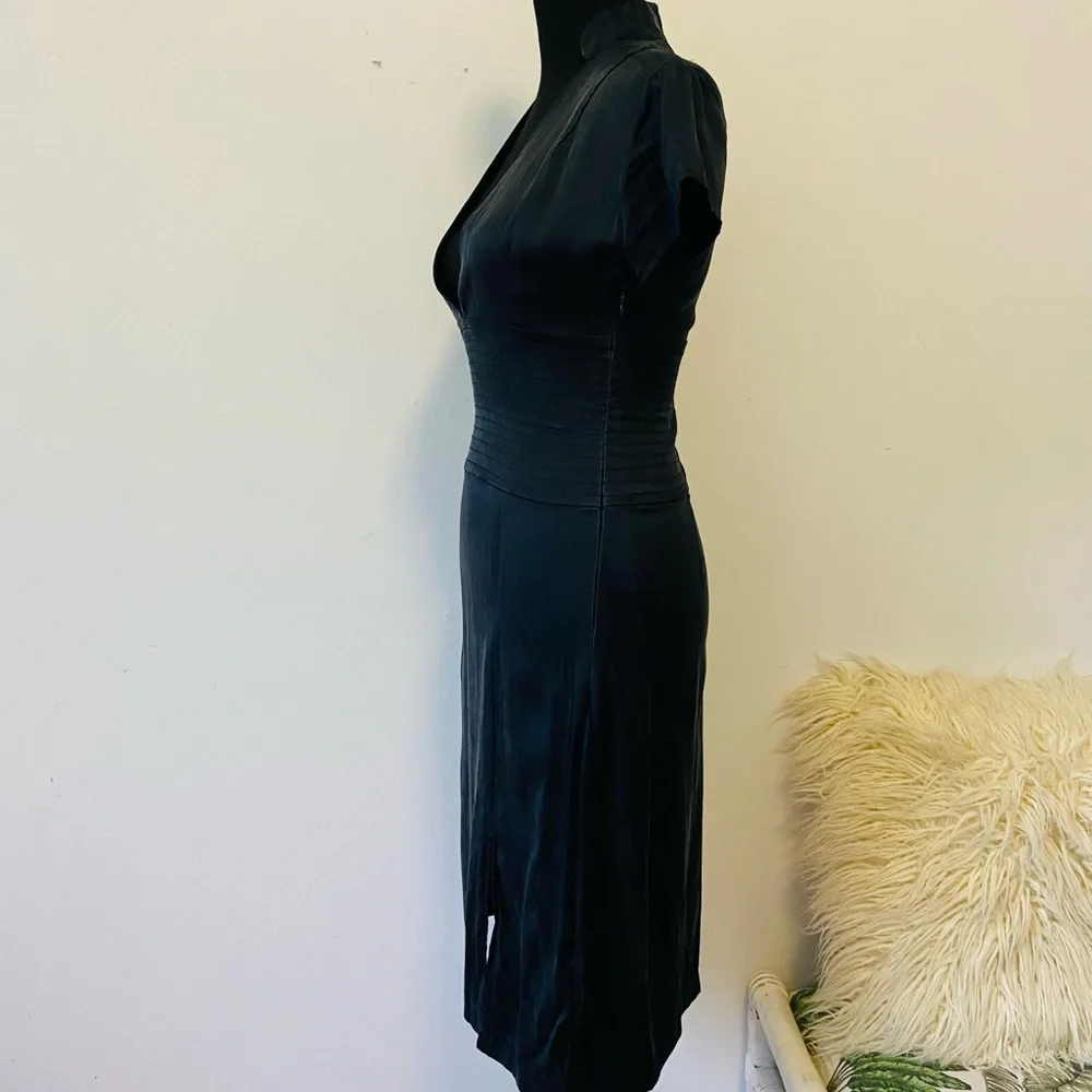 Wayne Cooper Size 2 / AU 10 Silk Dress Deep V Neck Split On Side Party Cocktail - Picture 4 of 8